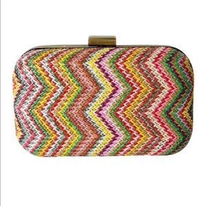 Multi Color Raffia Straw Clutch